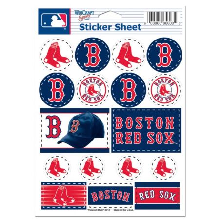 BOSTON RED SOX VINYL STICKER SHEET 5'' X 7''