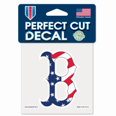 Boston Red Sox Red White ANd Blue 4x4 Perfect Cut Decal