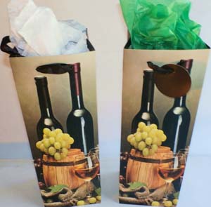 WINE BOTTLE GIFT BAG - BOTTLE / FRUIT - 14'' X 4.5'' X 3.5''