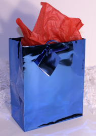 GIFT BAG METALLIC - ROYAL - CUBIC - 6''x6''x4''