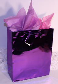 GIFT BAG METALLIC - PURPLE - CUBIC - 6''x6''x3.5''