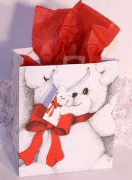 GIFT BAG - WHITE BEAR - MEDIUM - 7''x4''x9''