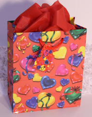 GIFT BAG - HEARTS - EX.LARGE - 18'' X 13'' X 4''