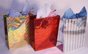 GIFT BAG HOLOGRAM - RED - MEDIUM - 10''x8''x4''