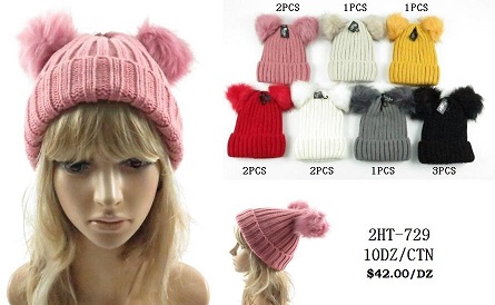 Double Pom Pom Winter Beanie HATS women