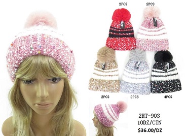 SINGLE POM POM WINTER BEANIE HATS