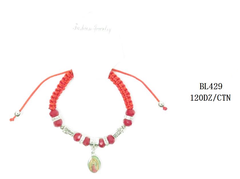 VIRGIN MARY GUADALUPE RED BEADS ROPE BRACELETS