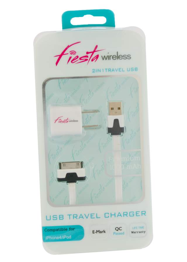 2 in 1 Fiesta Home Charger Compatible with iPHONE 4/4s or iPad