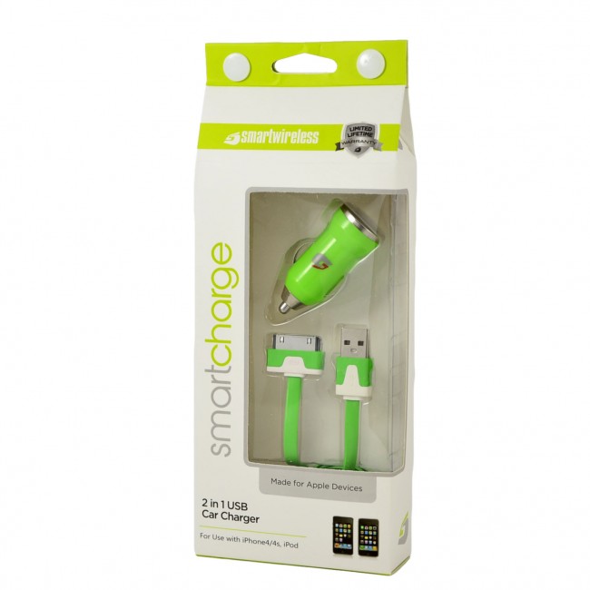 2 in 1 Car Charger Compatible with iPHONE 4/4s(sc118)