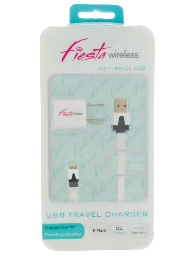 2 in 1 Fiesta Home Charger Compatible with iPHONE 5/5s