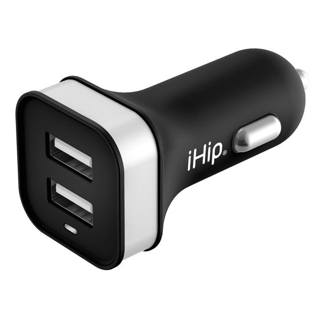 Rubberized USB 2port car charger