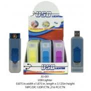 USB LIGHTER with clear/neon mix color 18pc display