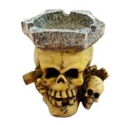 Round Black Ashtray with 3 skulls