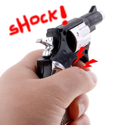 Shocking Shock Gun Pistol  w/ flashlight - prank gag joke