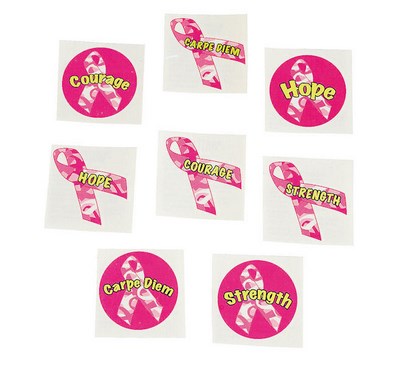 36 Pink Breast Cancer Ribbon ''Camouflage'' Tattoo STICKERS