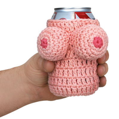 BOOBIE Grandma Knitted Boob Can Cooler Beer Holder Koozie