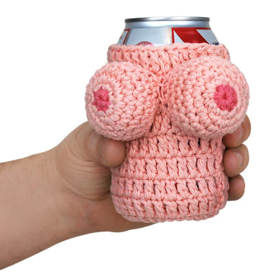 BOOBIE Grandma Knitted Boob Can Cooler Beer Holder Koozie
