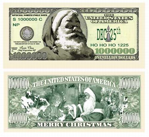 Santa Claus Christmas HOLIDAY novelty money bill