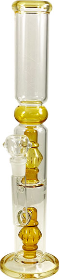 16'' TALL WATER PIPE  DOUBLE DOME AMBER