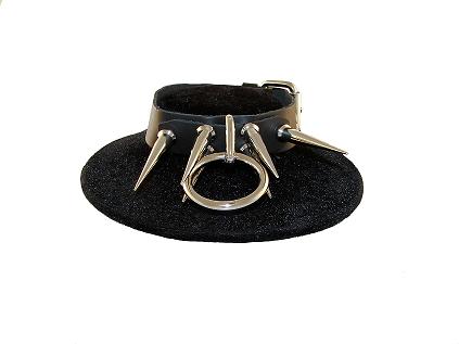 LEATHER O-Ring 2'' Spikes Choker