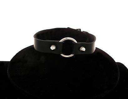 Leather Small Spike Choker 1'' RING.