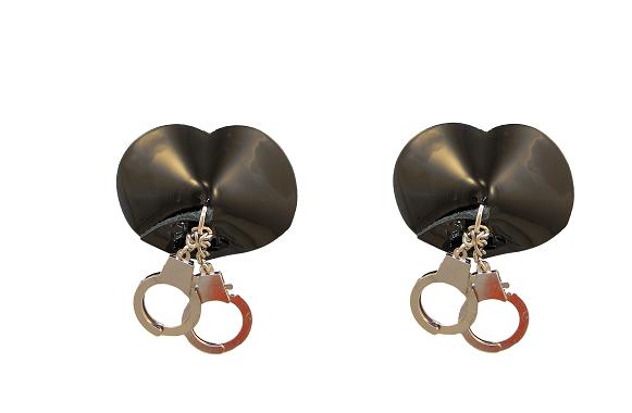 Patent LEATHER Heart With Handcuffs