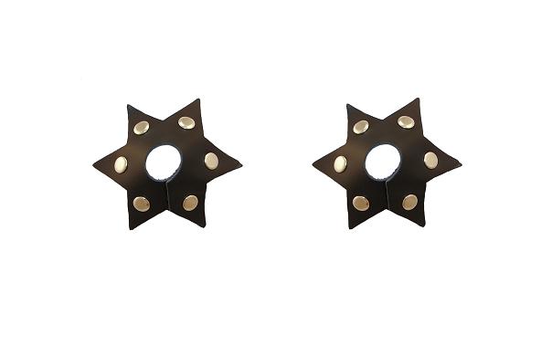 LEATHER Open Nipple Star Pasties Rivets