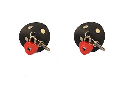 LEATHER Round Rivets Red Heart Lock & Key