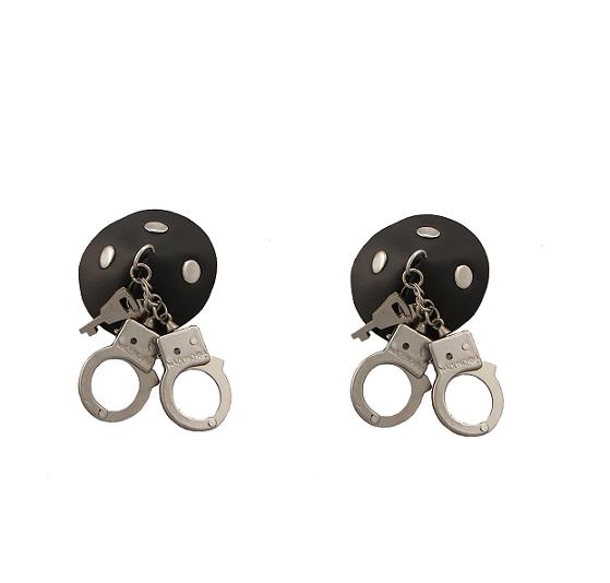 LEATHER Round Pasties Rivets & Handcuffs