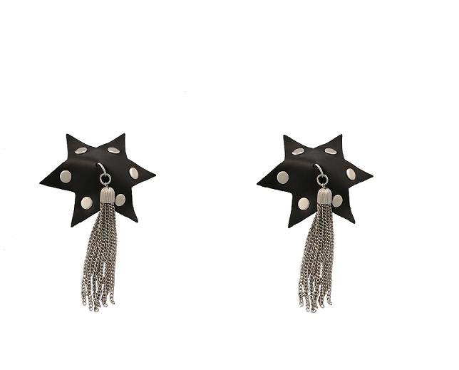 LEATHER Star Pasties With Rivets & Tassel