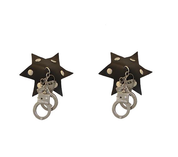 LEATHER Star Pasties Rivets & Handcuffs