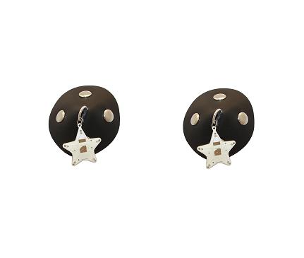 LEATHER Round Rivets Flashing Star
