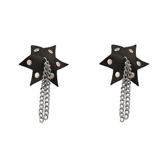 LEATHER Star Pasties With Rivets & Chains