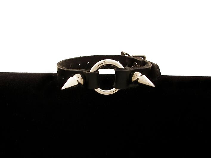 Leather Large Spike Wristband 3/4'' RING.