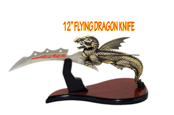 12 FLYING DRAGON KNIFE ON STAND