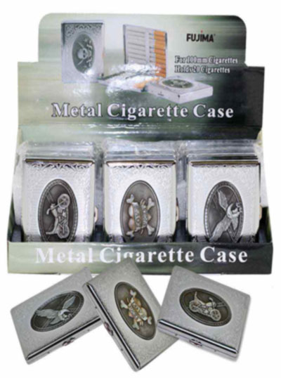 ASSORTED EMBLEM METAL DESIGNED CIGARETTE CASE