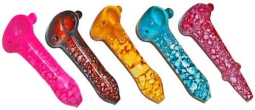 ASSORTED SPATTERED COLOR SPOONS, PYREX 4''-4.5''