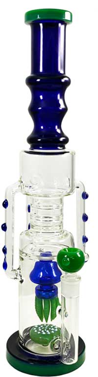 20'' TALL GLASS WATER PIPE WITH SQUID PERCOLATOR
