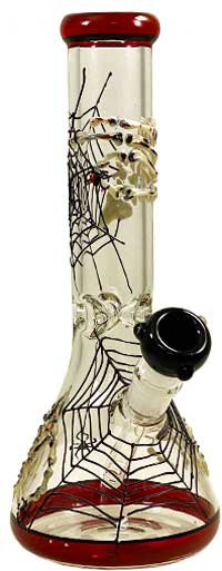 12'' TALL 3D SPIDER WEB AND HAND WATER PIPE