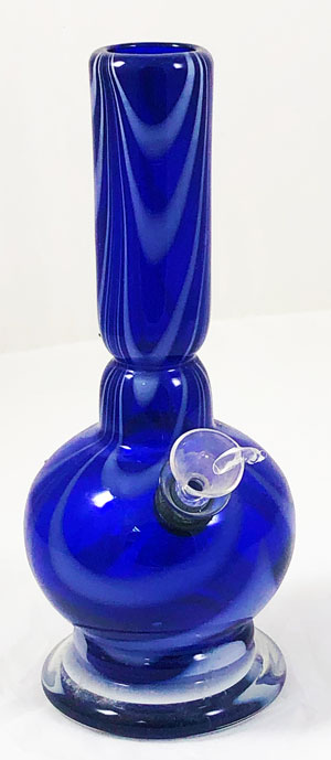 12'' TALL SOFT GLASS WATER PIPE BLUE HEAVY