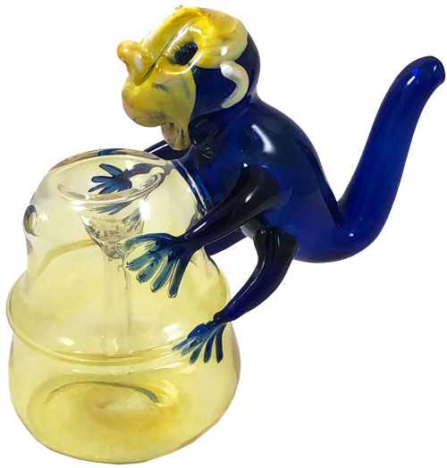 MONKEY BUBBLER, ARTIST HAND CRAFTED, 7'' TALL