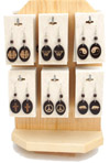 ENGRAVED Oval Shape WOOD EARRINGS DISPLAY