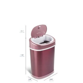 Smart Motion Sensor Trash Can 3.9 Gal Burgundy Garbage Bin Oval