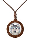 WOLF Wood Prism 3D Animal NECKLACEs  Adjustable  Rope NECKLACE