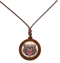 BEAR Wood Prism 3D Like Animal NECKLACEs Adjustable Rope N