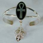 AHNK CROSS CUFF SLAVE BRACELET W RING ON CHAIN