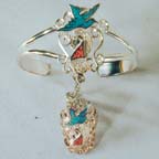 UNICORN & DOVE CUFF SLAVE BRACELET W RING ON CHAIN