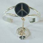 PEACE SIGN SLAVE BRACELET W IRNG ON CHAIN
