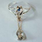 SKULL HEAD CUFF SLAVE BRACELET W RING ON CHAIN