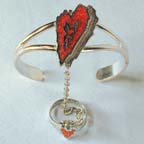 ABSTRACT HEART CUFF SLAVE BRACELET W RING ON CHAIN *- CLOSEOUT 5